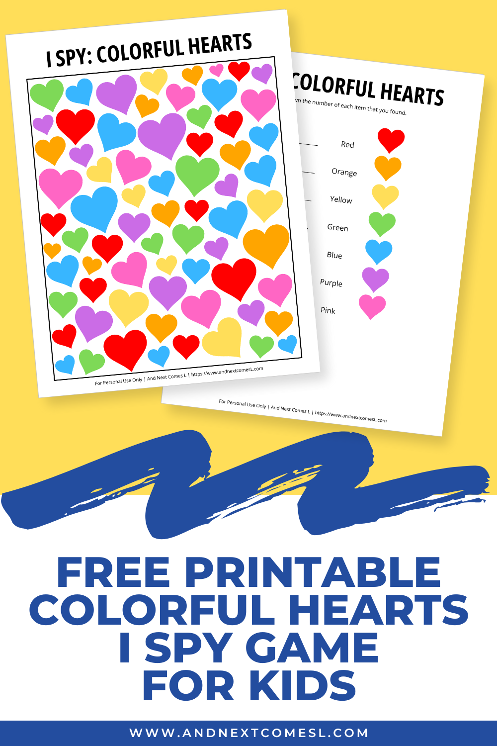 Free Printable Colorful Hearts I Spy Game And Next Comes L Hyperlexia Resources