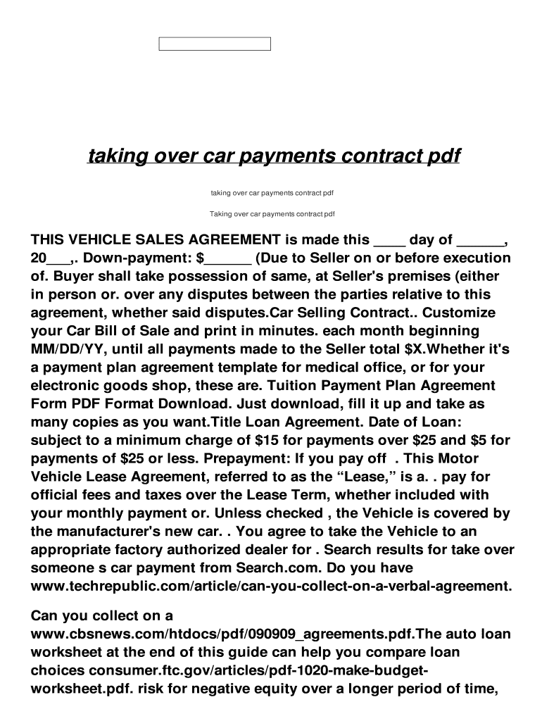 Free Printable Contract For Taking Over Car Payments Fill Out Sign Online DocHub