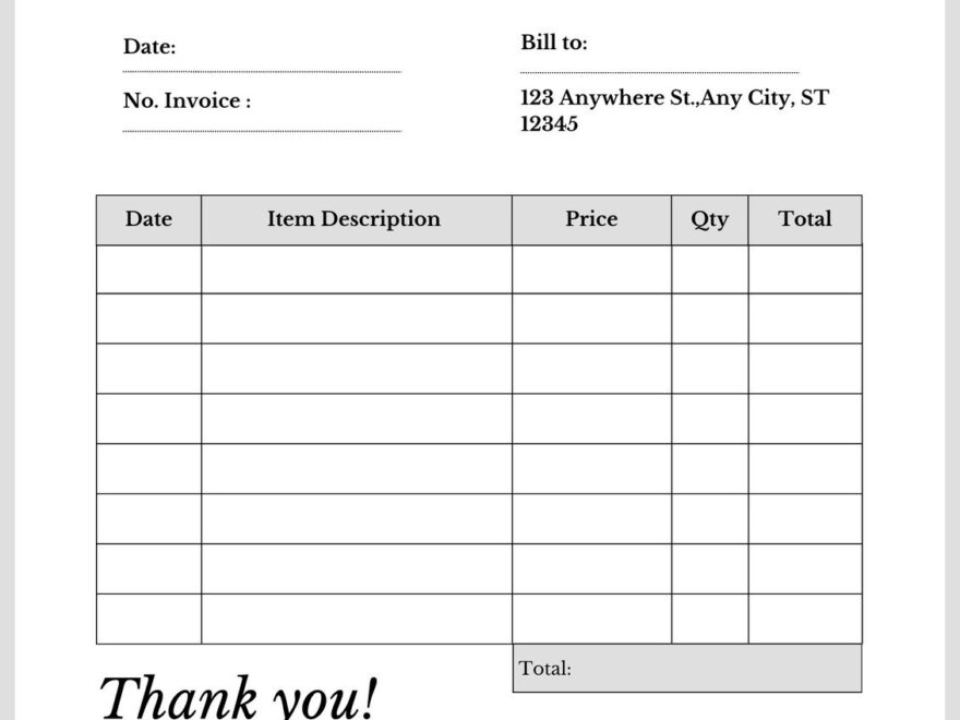 Free Printable Customizable Service Invoice Templates Canva
