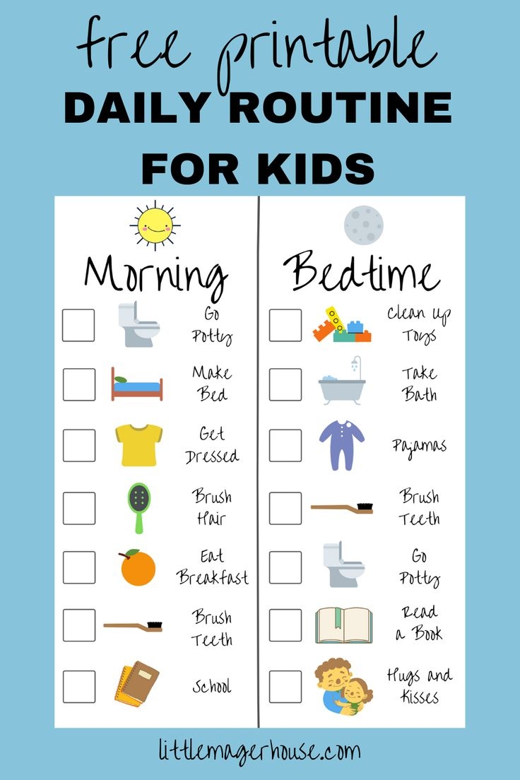 Free Printable Kids Daily Routine Checklist