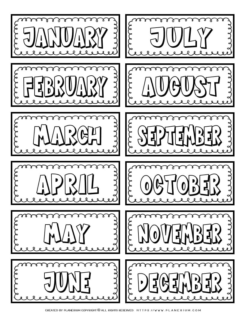 Months Of The Year Printables