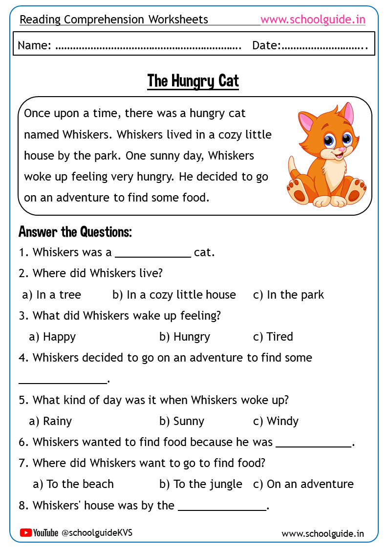 Free Printable Reading Comprehension Grade 1