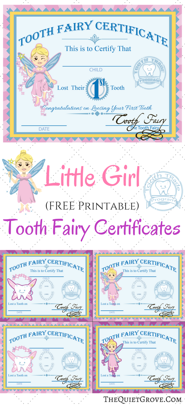 Tooth Fairy Certificate Printable Girl