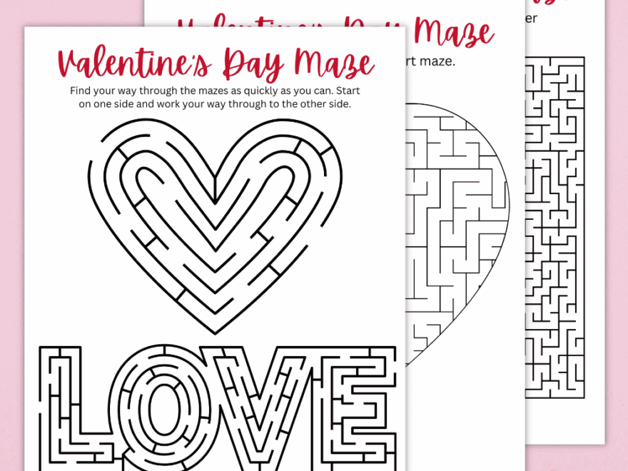 Free Printable Valentine s Maze Worksheets For Kids