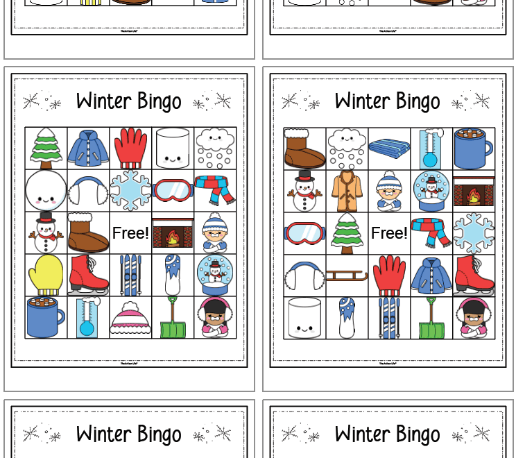Free Printable Winter Bingo 20 Cards The Artisan Life