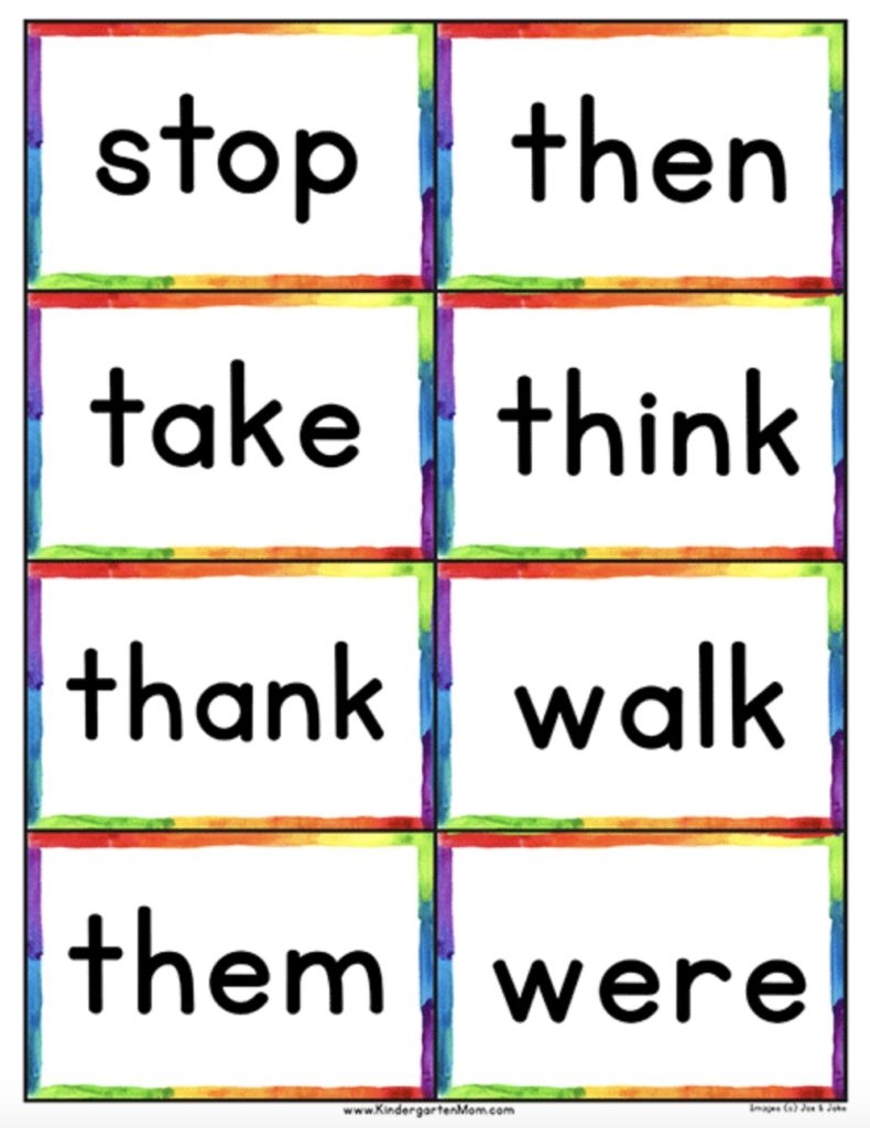 Free Printable Kindergarten Sight Words