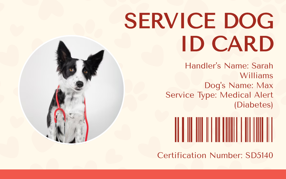 Free Service Dog ID Card Templates Editable And Printable