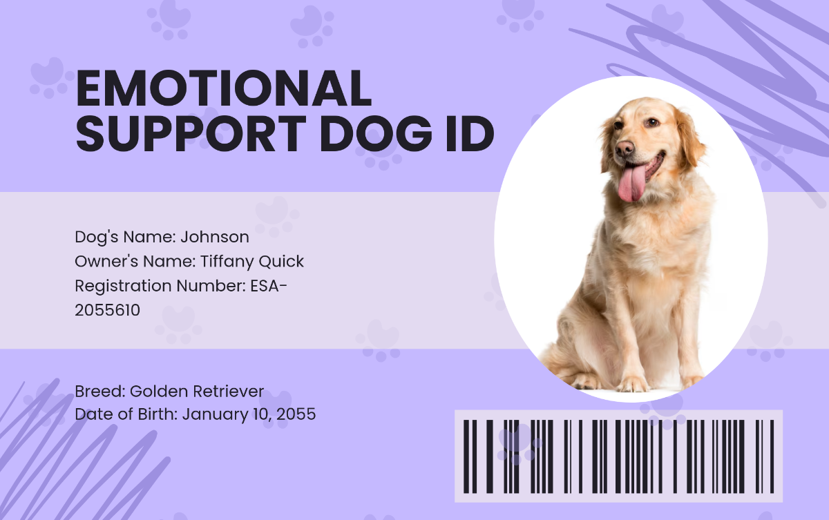 Free Printable Service Dog Id Card Template