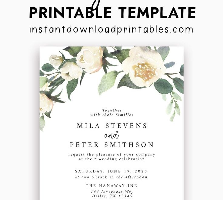 Free Wedding Invitation Templates Instant Download Printables Instant Download Printables