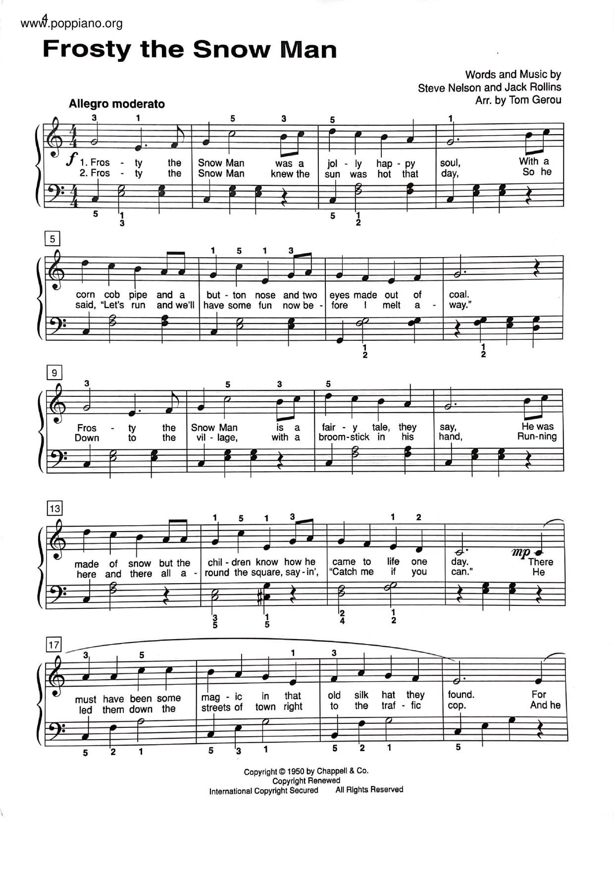  Frosty The Snowman Sheet Music Piano Score Free PDF Download HK Pop Piano Academy