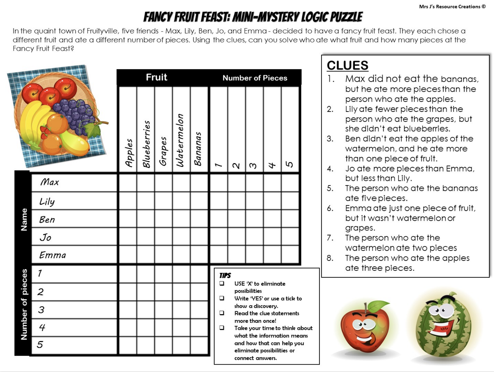 Fun Fruit Feast Mystery Logic Puzzle Free Download Engaging Brain Teaser For All Ages