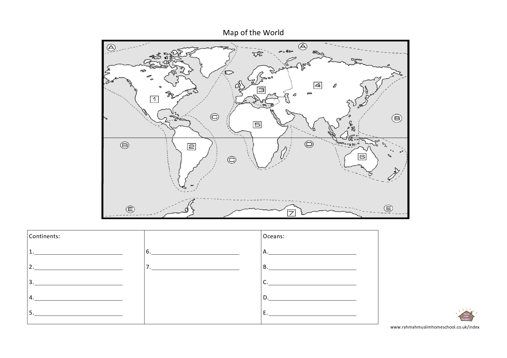 Free Printable Continents And Oceans Quiz