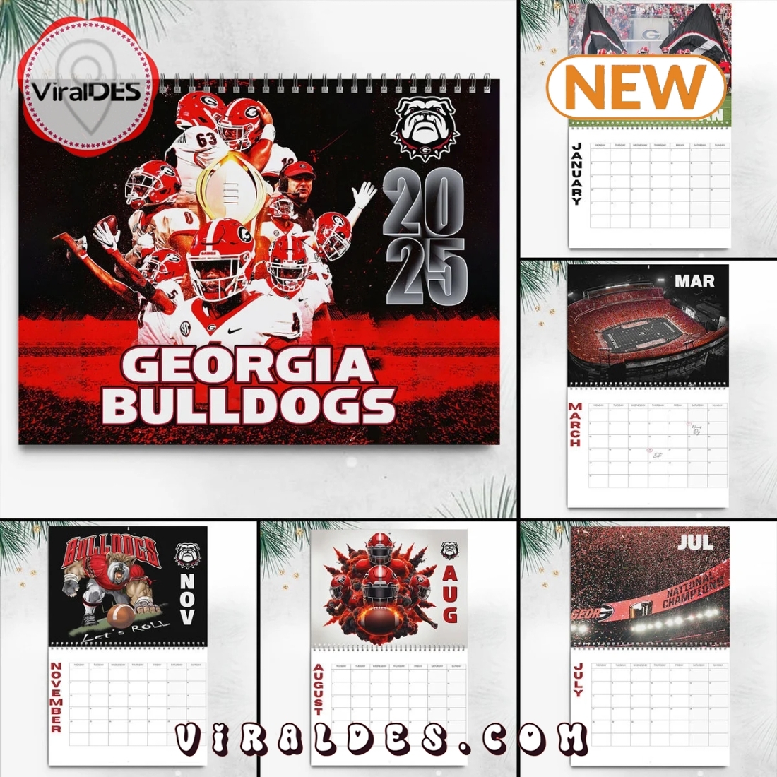 Georgia Bulldogs 2025 Happy New Year Calendar Viraldes Store