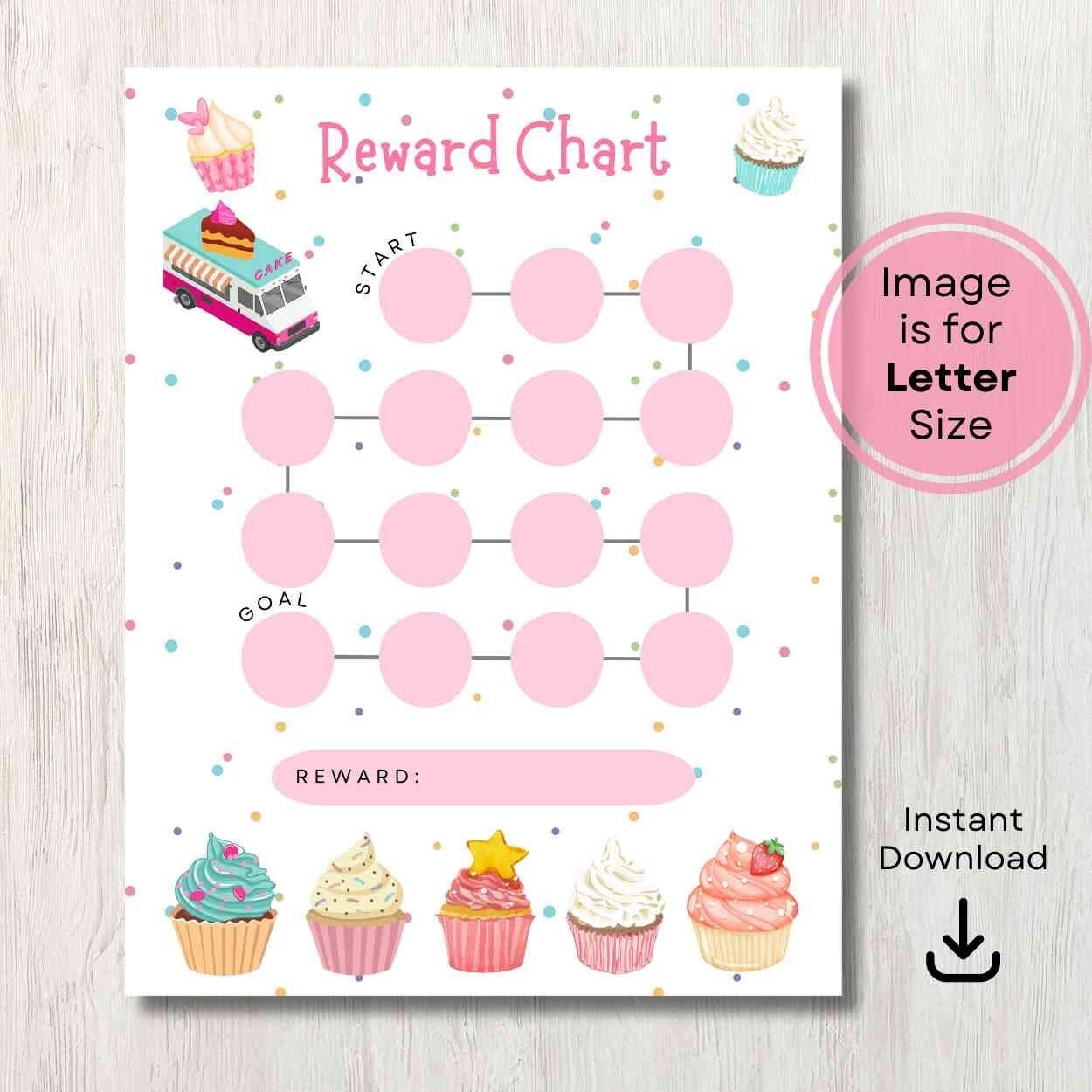 Girls Reward Chart Potty Training Chart Cupcake Reward Chart Printable Reward Chart Digital Download Cute Cake Sticker Chart For Girls Etsy