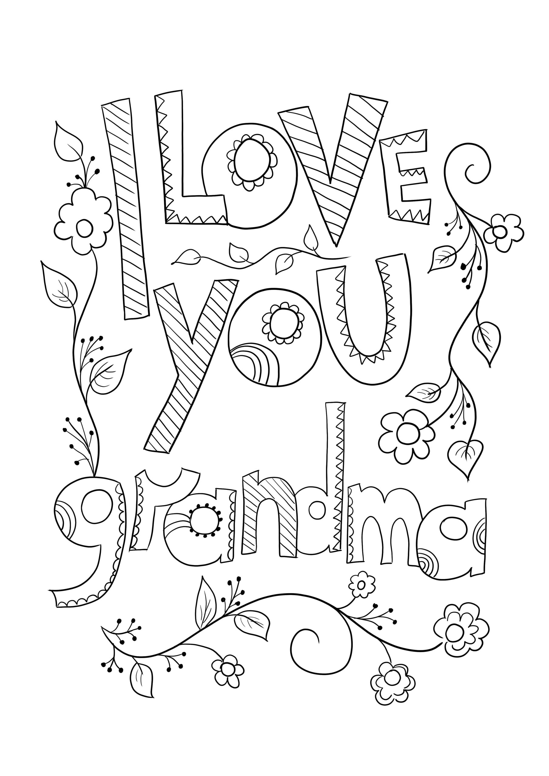 Grandma s Birthday Card Coloring Image For Free Printing