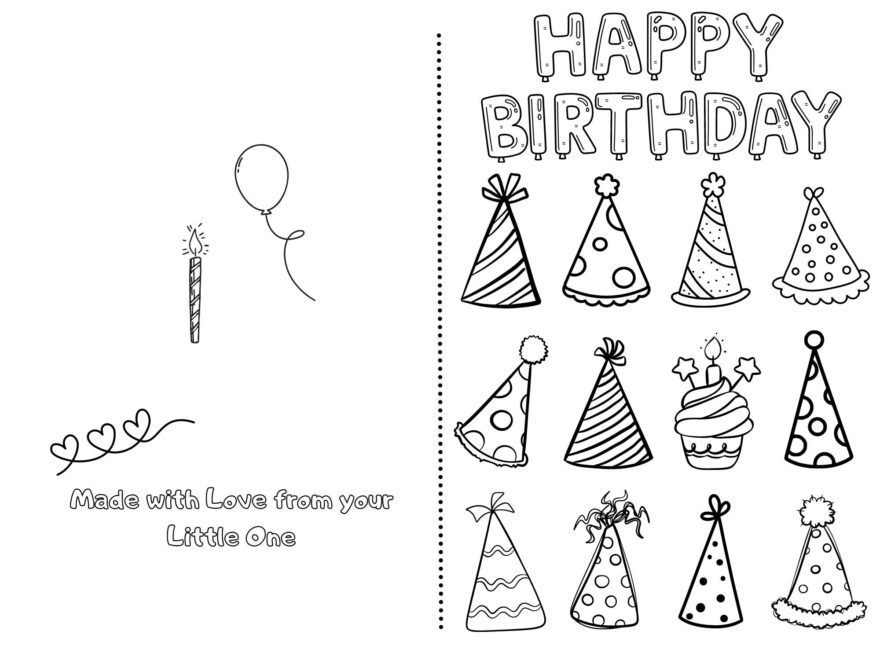 Happy Birthday Printable Foldable Kid Birthday Card To Color For Anyone Etsy