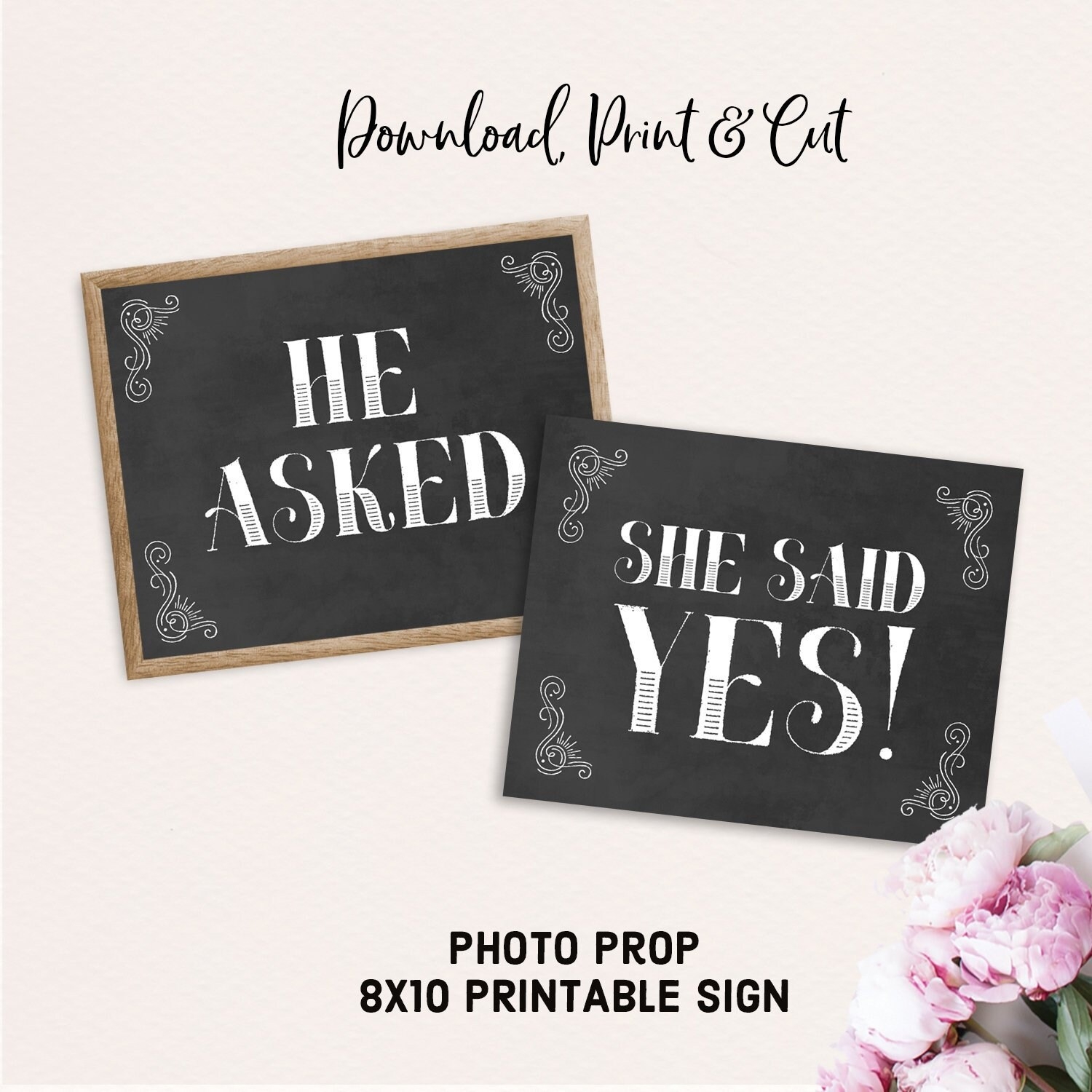 Printable She Said Yes Sign