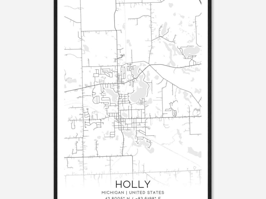 Holly Michigan Map Poster Modern Home Decor Wall Art Print Custom Maps Posters