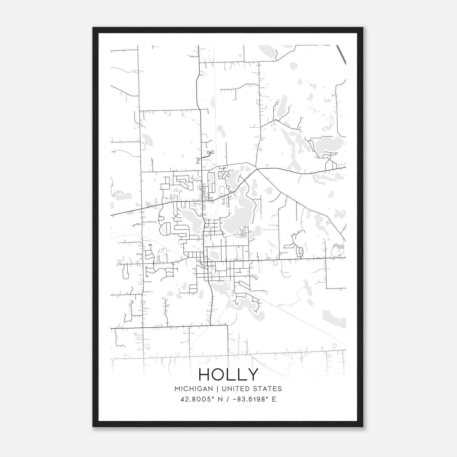 Holly Michigan Map Poster Modern Home Decor Wall Art Print Custom Maps Posters