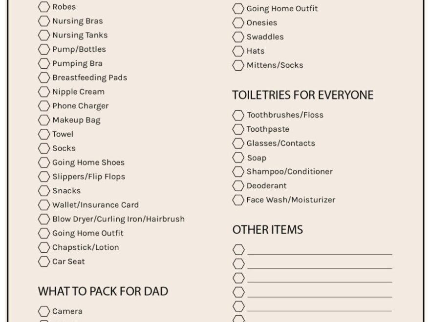 Hospital Bag Checklist Printable What You ACTUALLY Need Jar Of Lemons