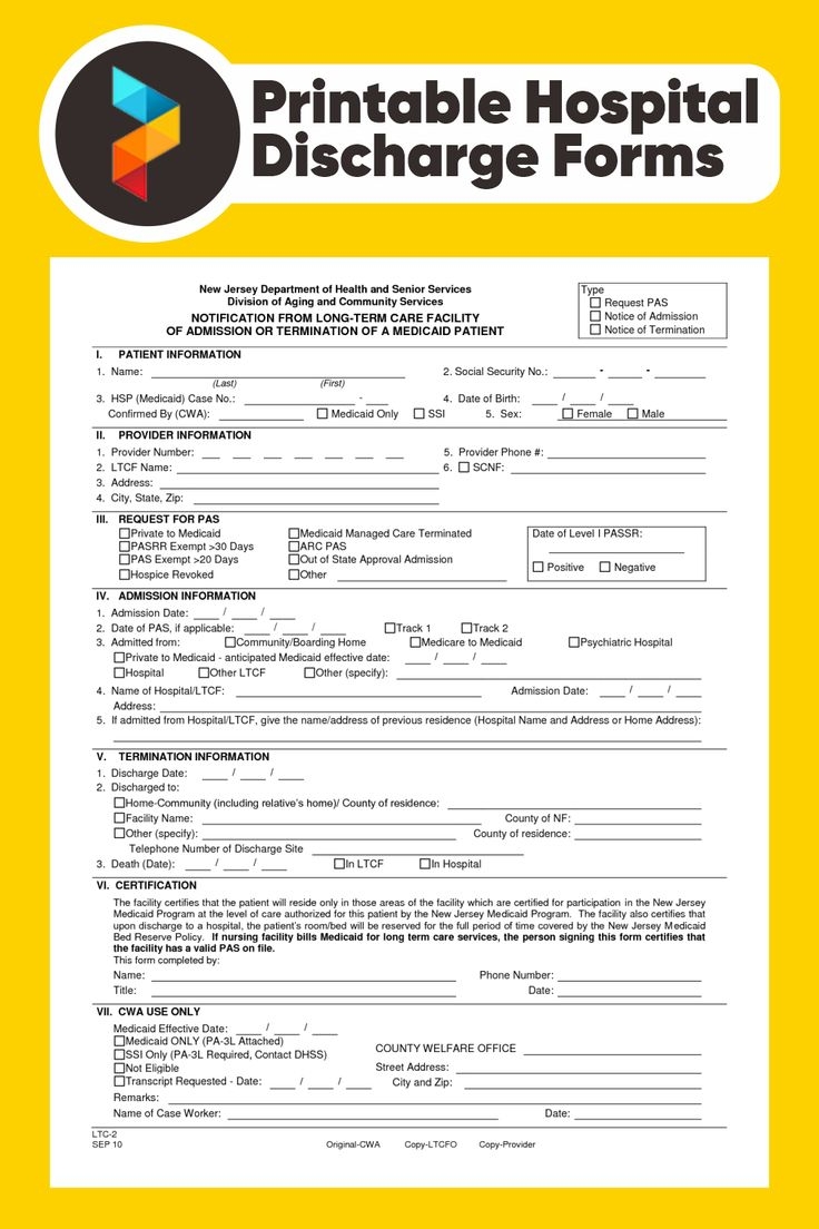 Free Printable Hospital Discharge Papers
