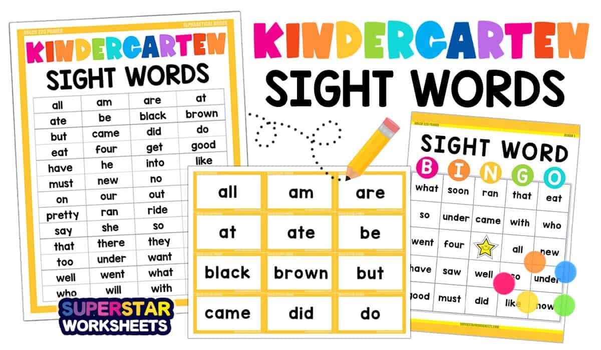 Kindergarten Sight Words Superstar Worksheets