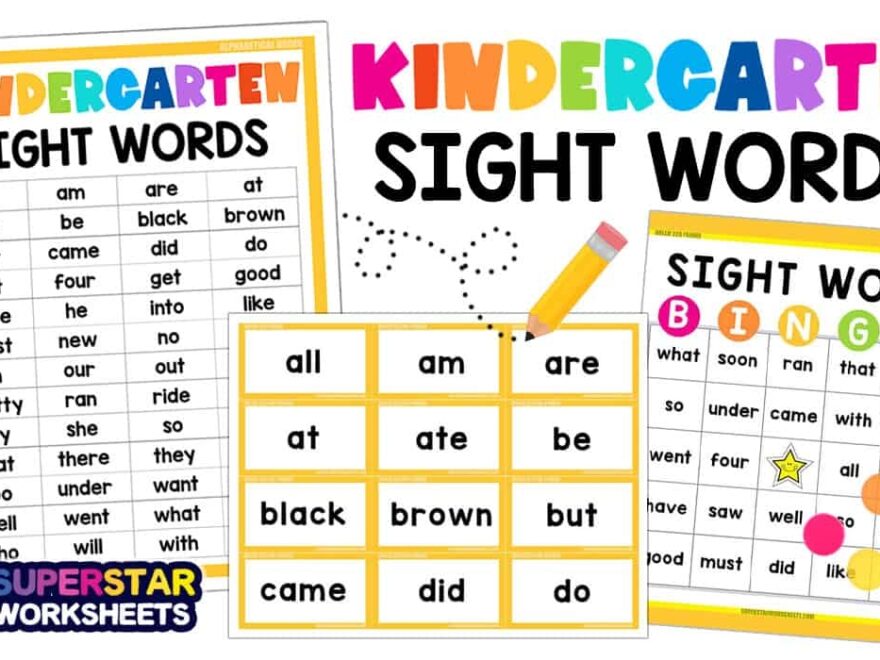 Kindergarten Sight Words Superstar Worksheets