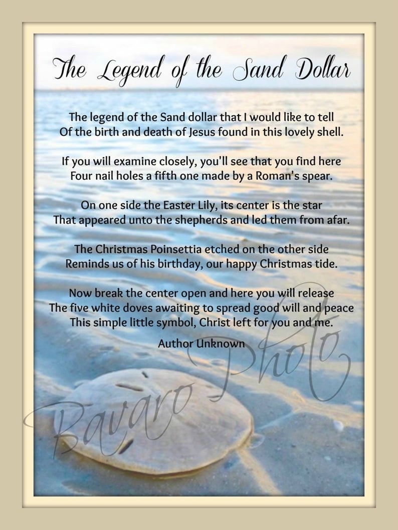Legend Of The Sand Dollar Poem Wall Decor Beach Coastal 11 x14 Shadowbox Religious Christian Jesus Art Nautical Doves Gift Of Hope Etsy