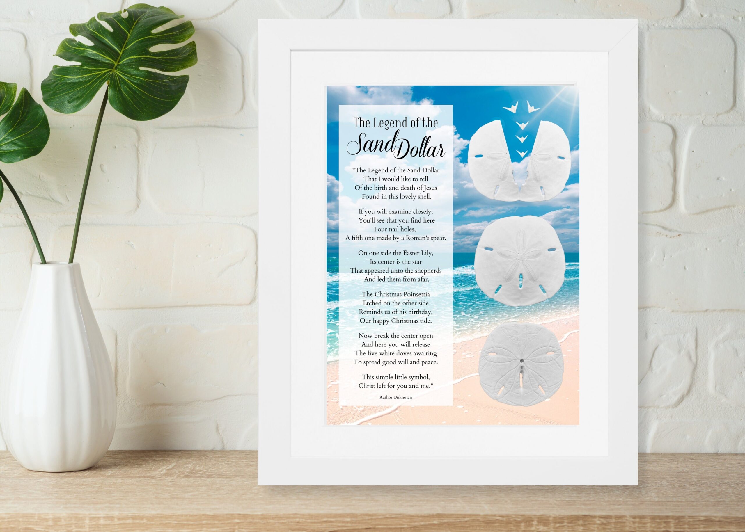 Legend Of The Sand Dollar Poem Wall Decor Beach Coastal Nautical 11 x14 Shadowbox Christian Jesus Art Sand Dollar Doves gift Of Hope Etsy