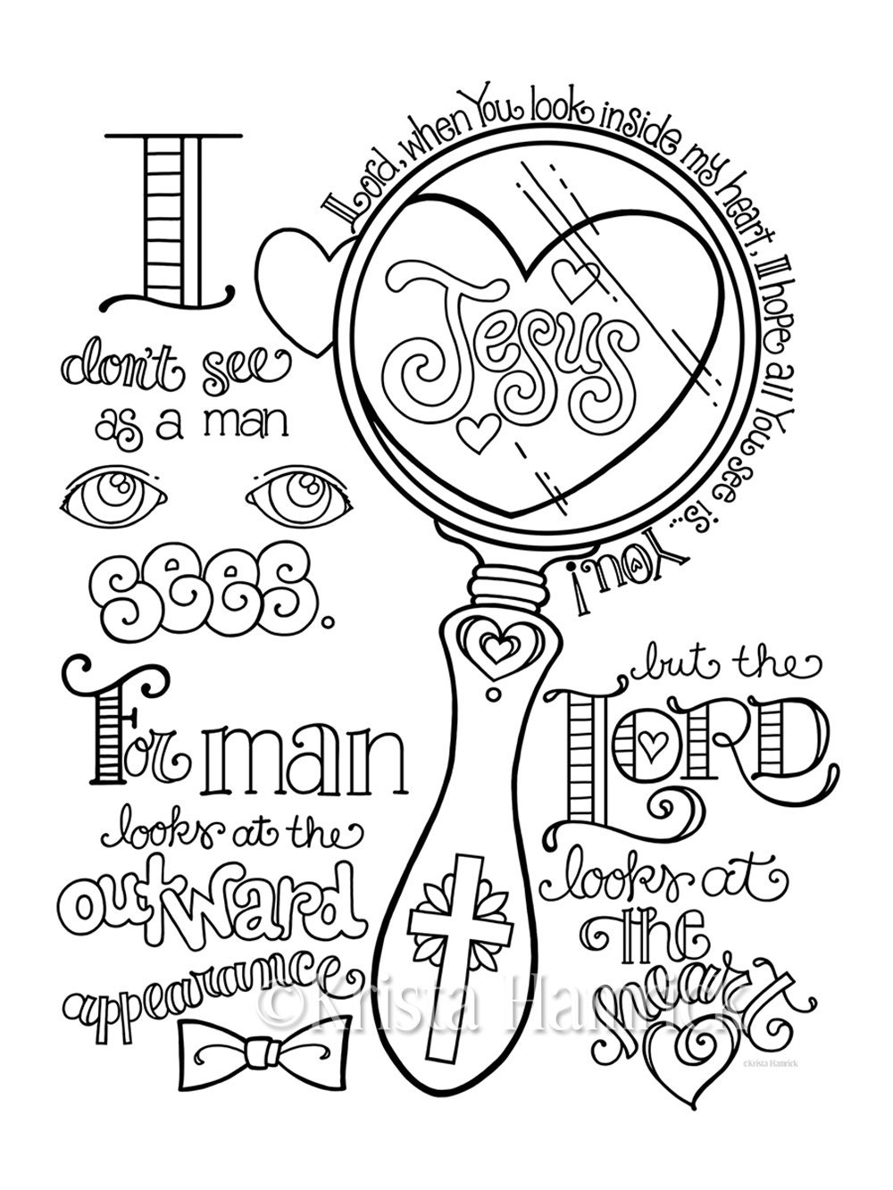 Look In My Heart Coloring Page 8 5X11 Bible Journaling Tip in 6X8 Etsy