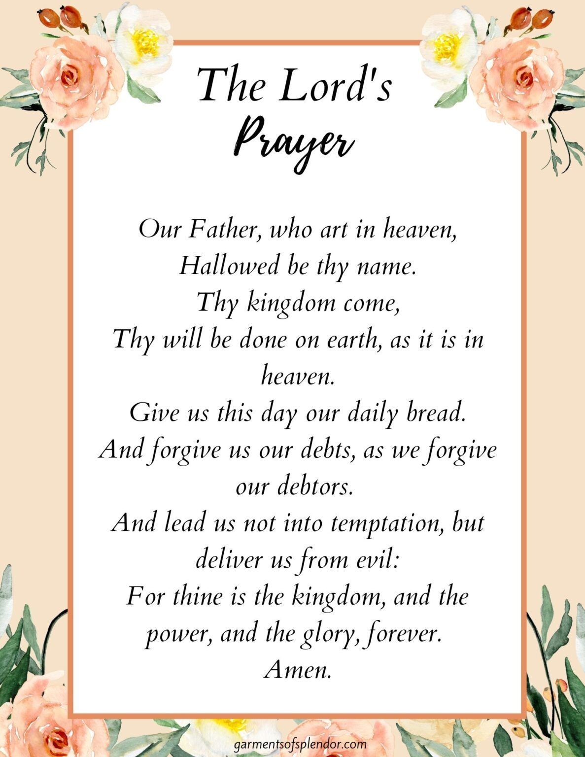 Free Printable The LordS Prayer