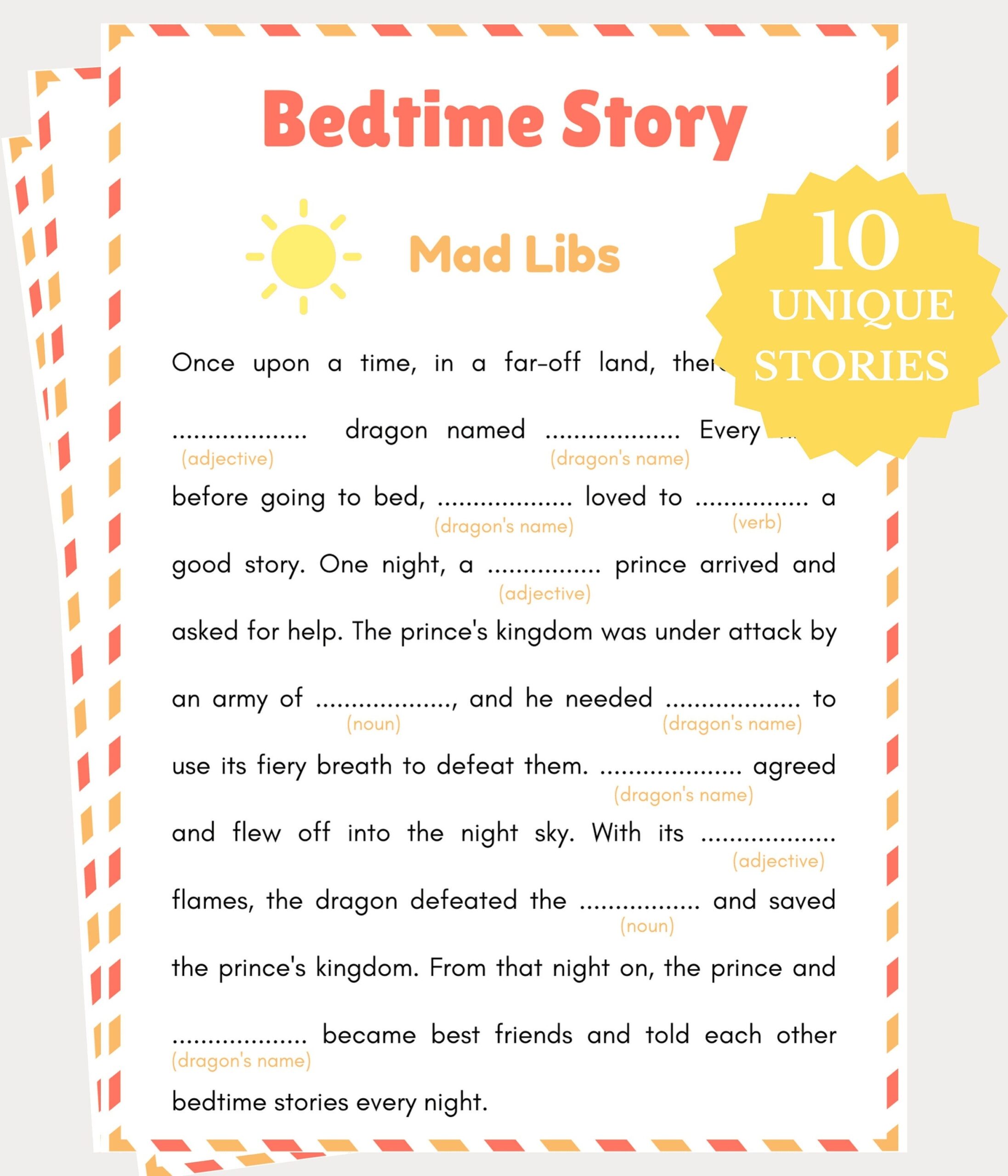 Mad Libs Bundle Mad Libs For Kids Printable Mad Libs Bedtime Stories For Kids Bedtime Story Mad Libs Mad Libs For Family Word Game Etsy