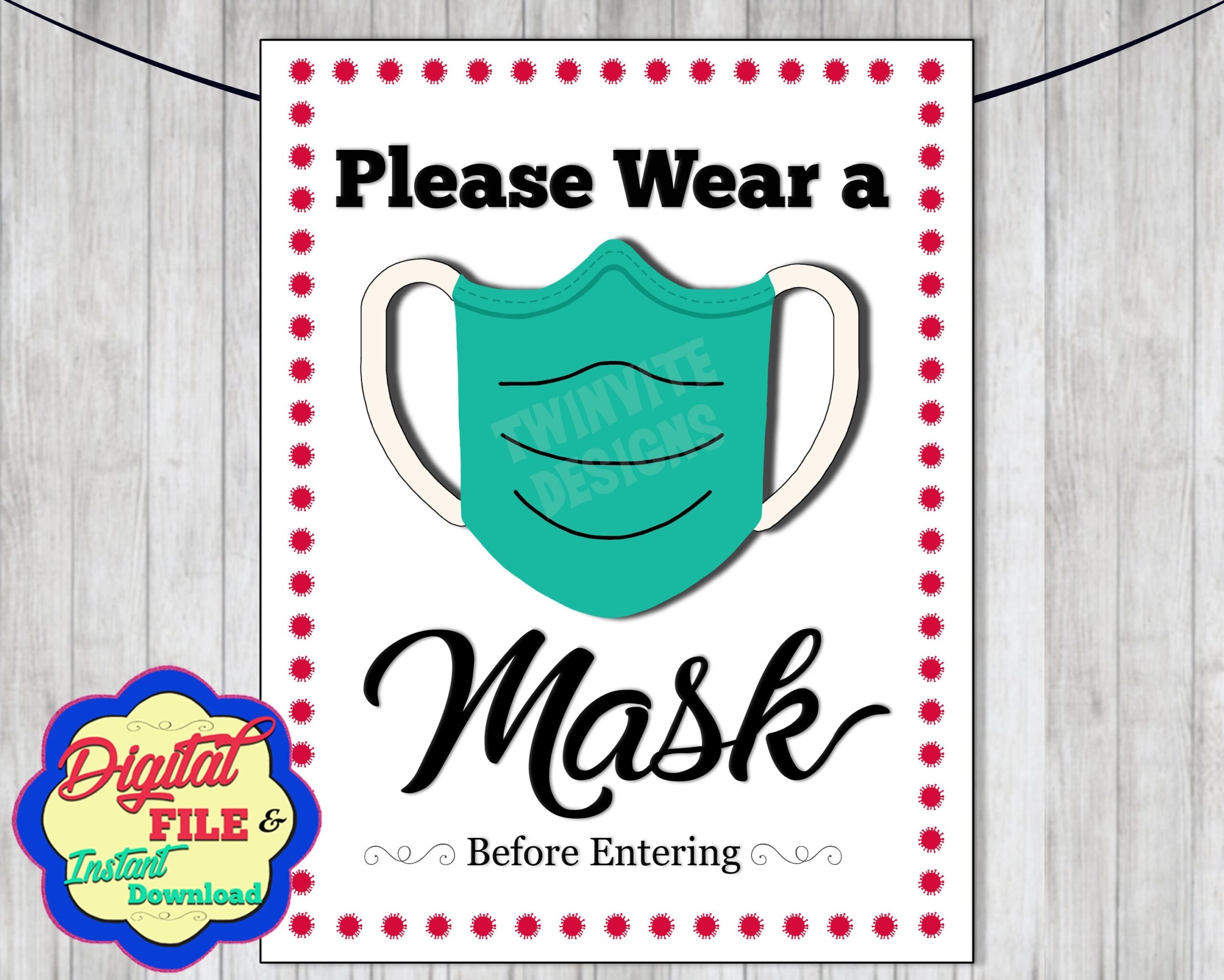 Mask Sign Please Wear A Mask Before Entering Masks Required Digital Printable Instant Download PDF Etsy