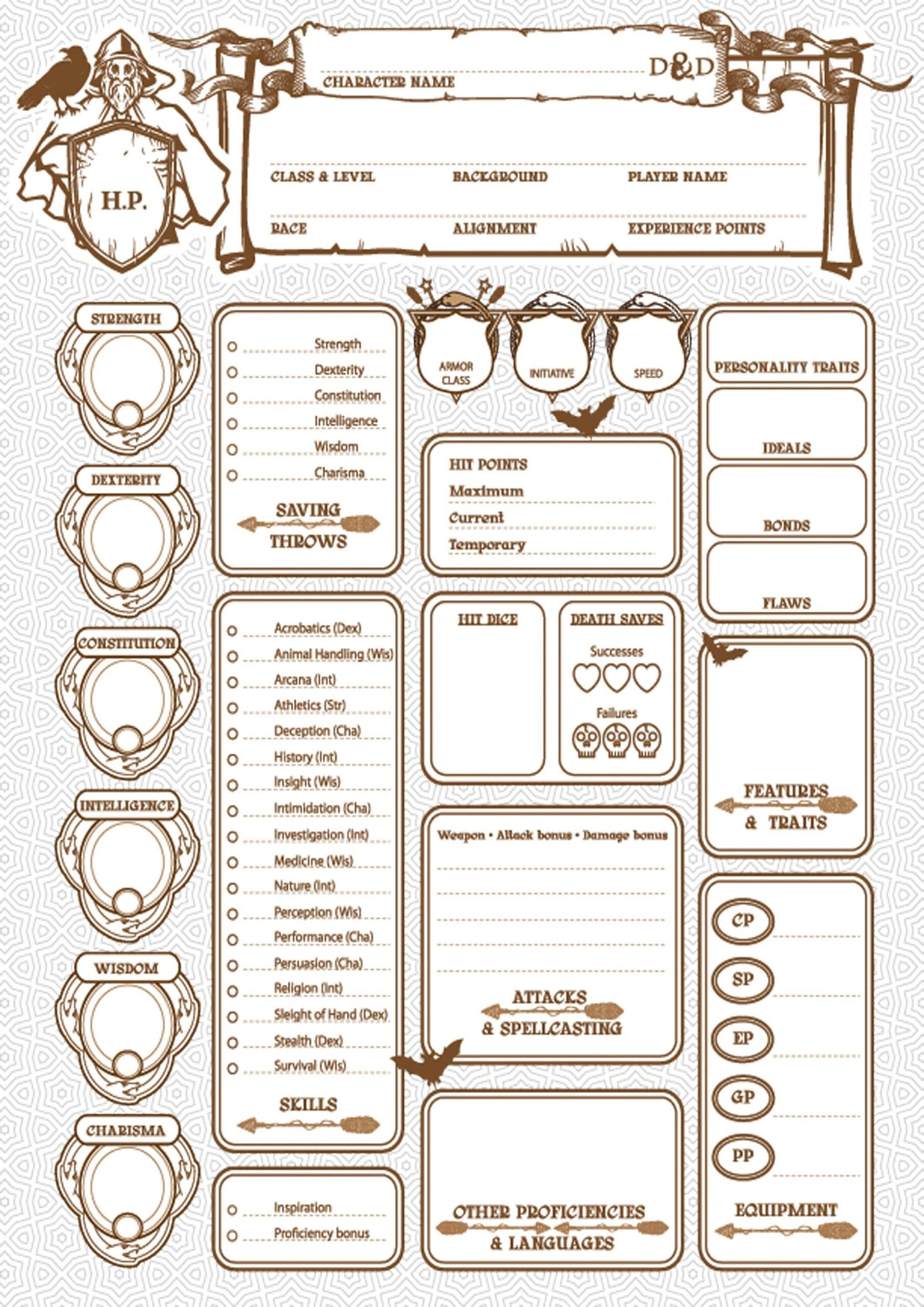 Master Your Adventure Ultimate Dnd Character Sheet PDF Printable Dungeons Dragons Sheets Etsy