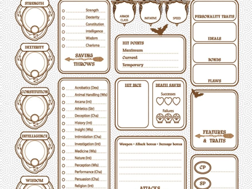 Master Your Adventure Ultimate Dnd Character Sheet PDF Printable Dungeons Dragons Sheets Etsy