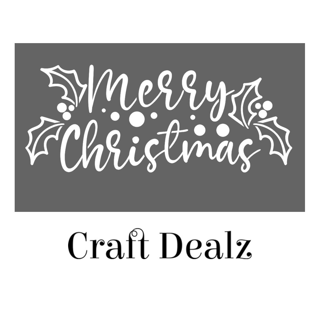 Merry Christmas Holly Berries Stencil Craft Dealz