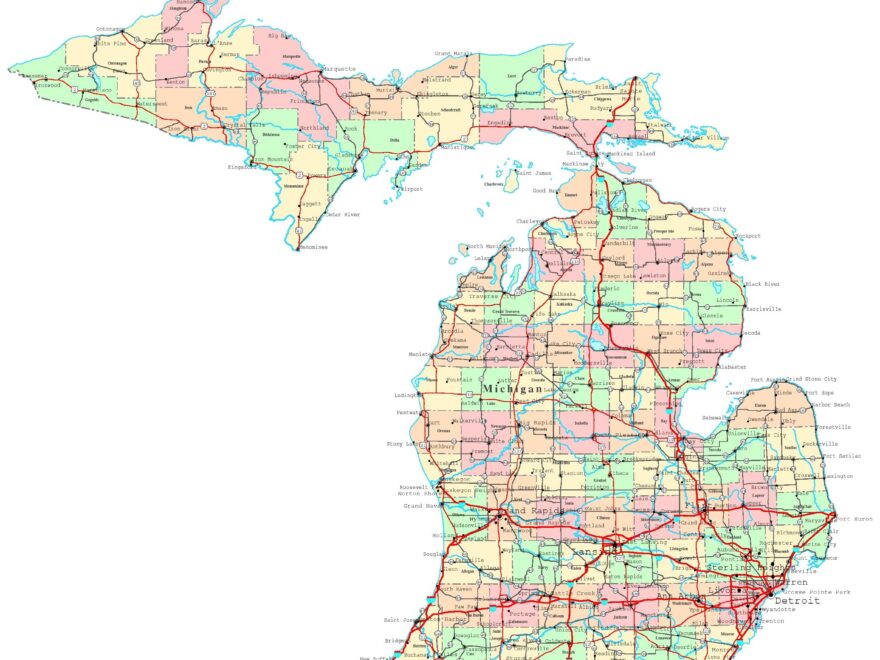 Michigan Printable Map