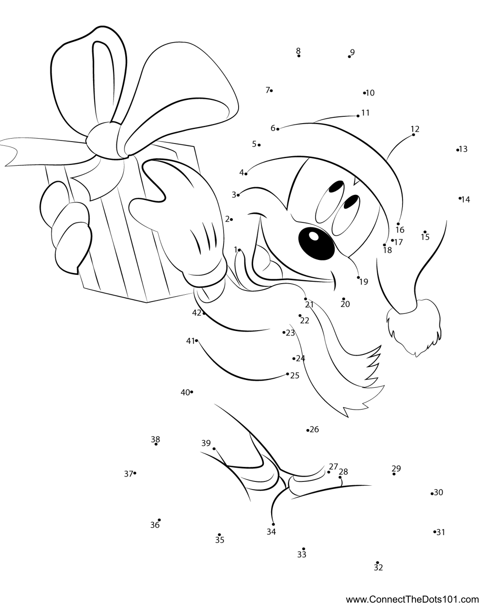 Mickey Christmas Dot To Dot Printable Worksheet Connect The Dots