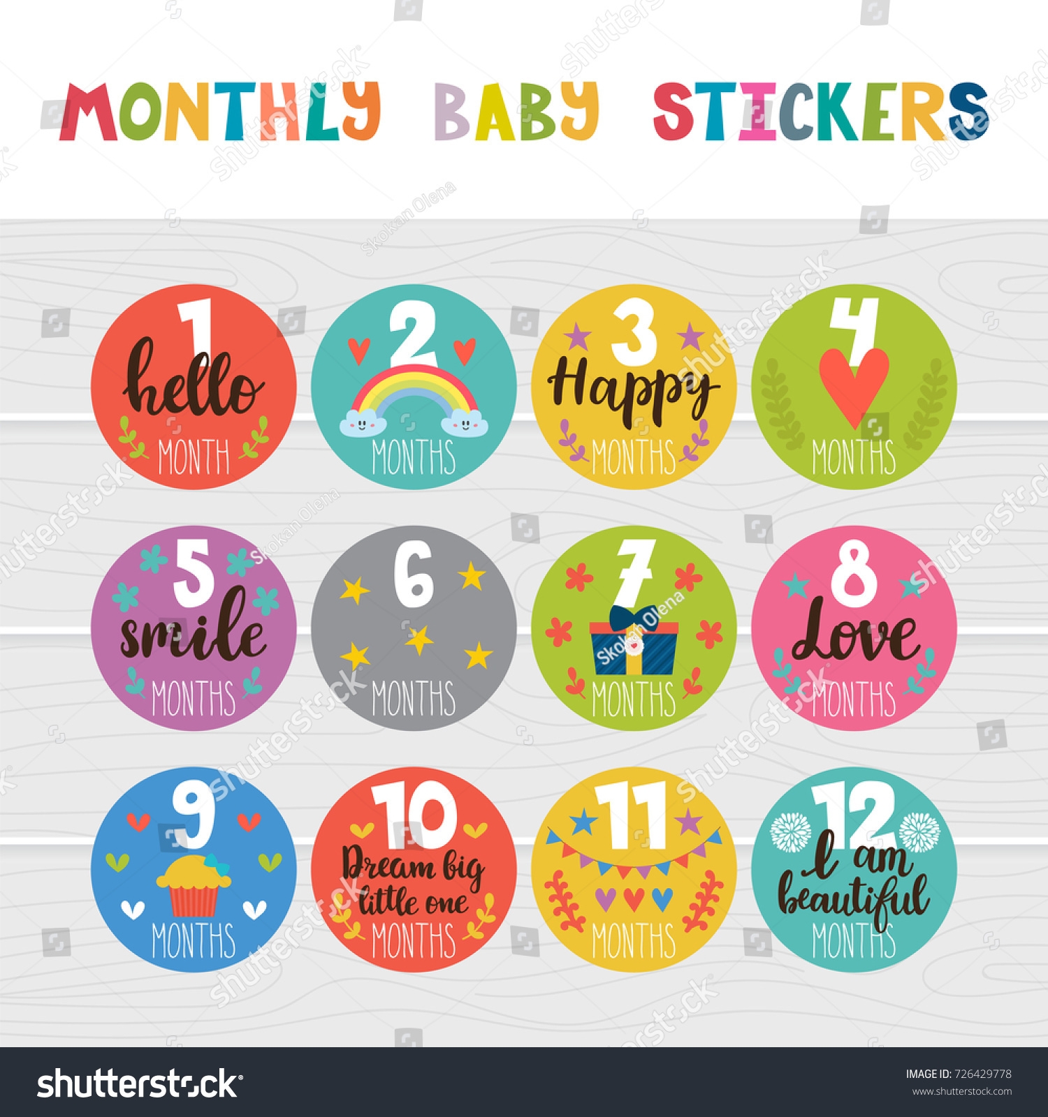 Monthly Baby Stickers Little Girls Boys Stock Vector Royalty Free 726429778 Shutterstock