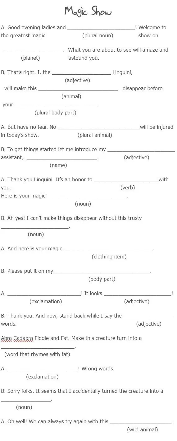 More Mad Libs Scenes