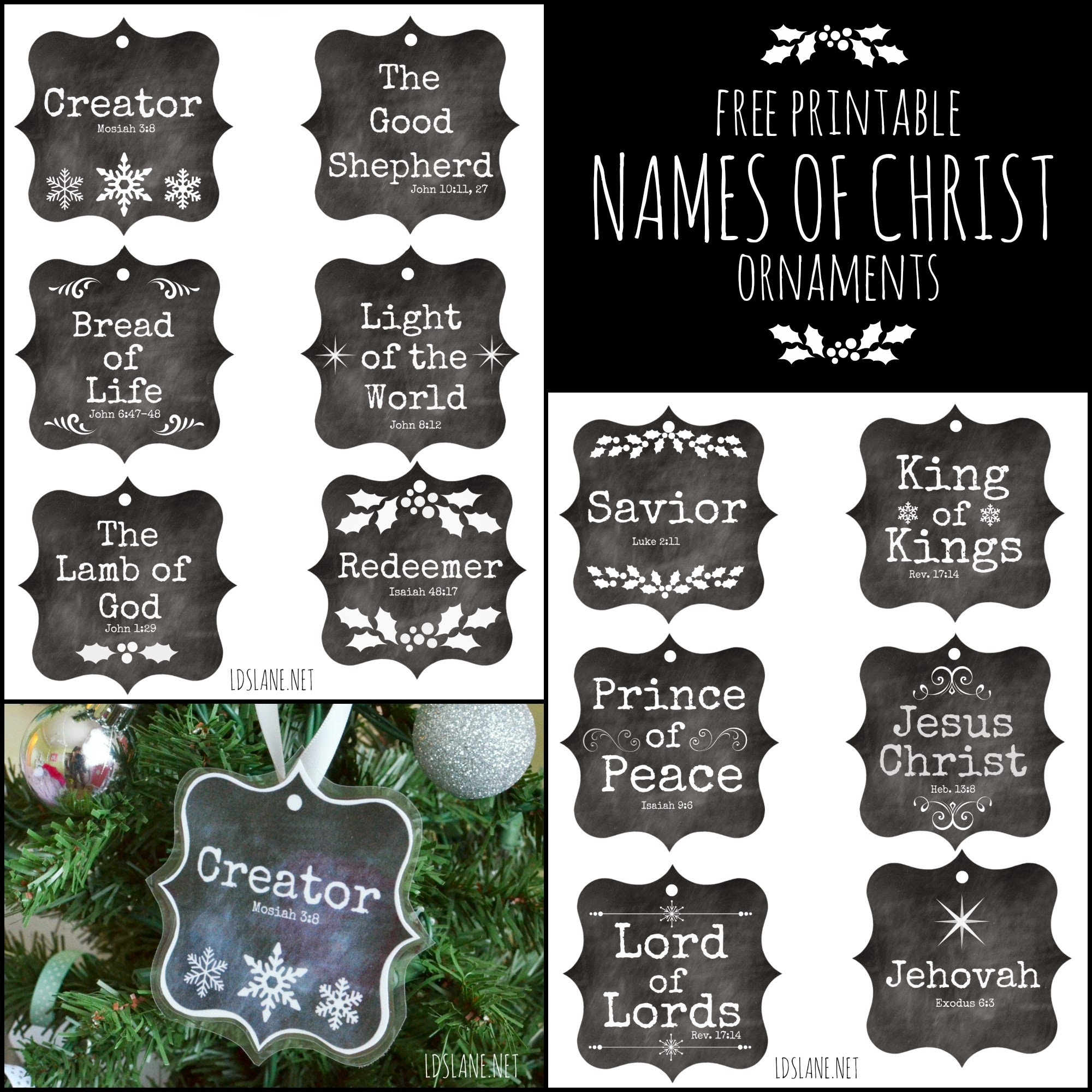 Names Of Christ Free Printable Ornaments
