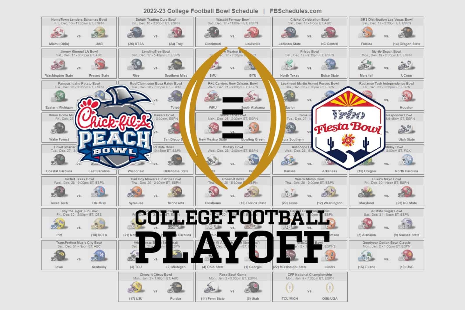 College Bowl Schedule Printable 2025