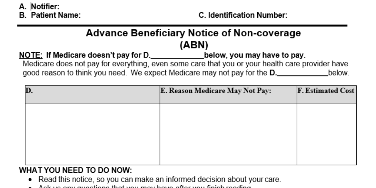 New Advanced Beneficiary Notice In Effect For Medicare On June 30 2023 Illinois Chiropractic Society