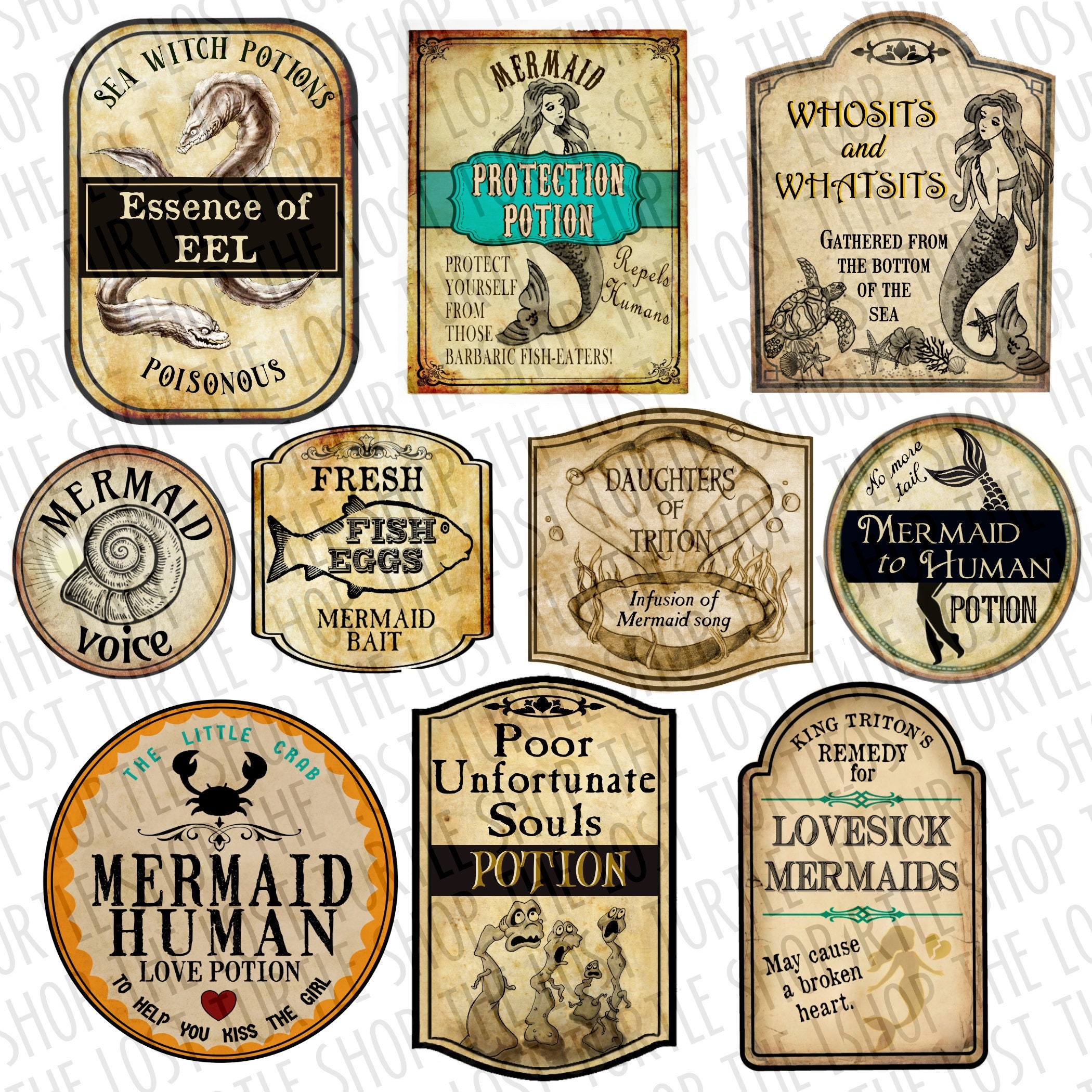 New Realistic Handmade Labels Little Mermaid Potion Bottle Labels Under The Sea Mermaid Party Decoration Apothecary Jar Potions Class Etsy Denmark