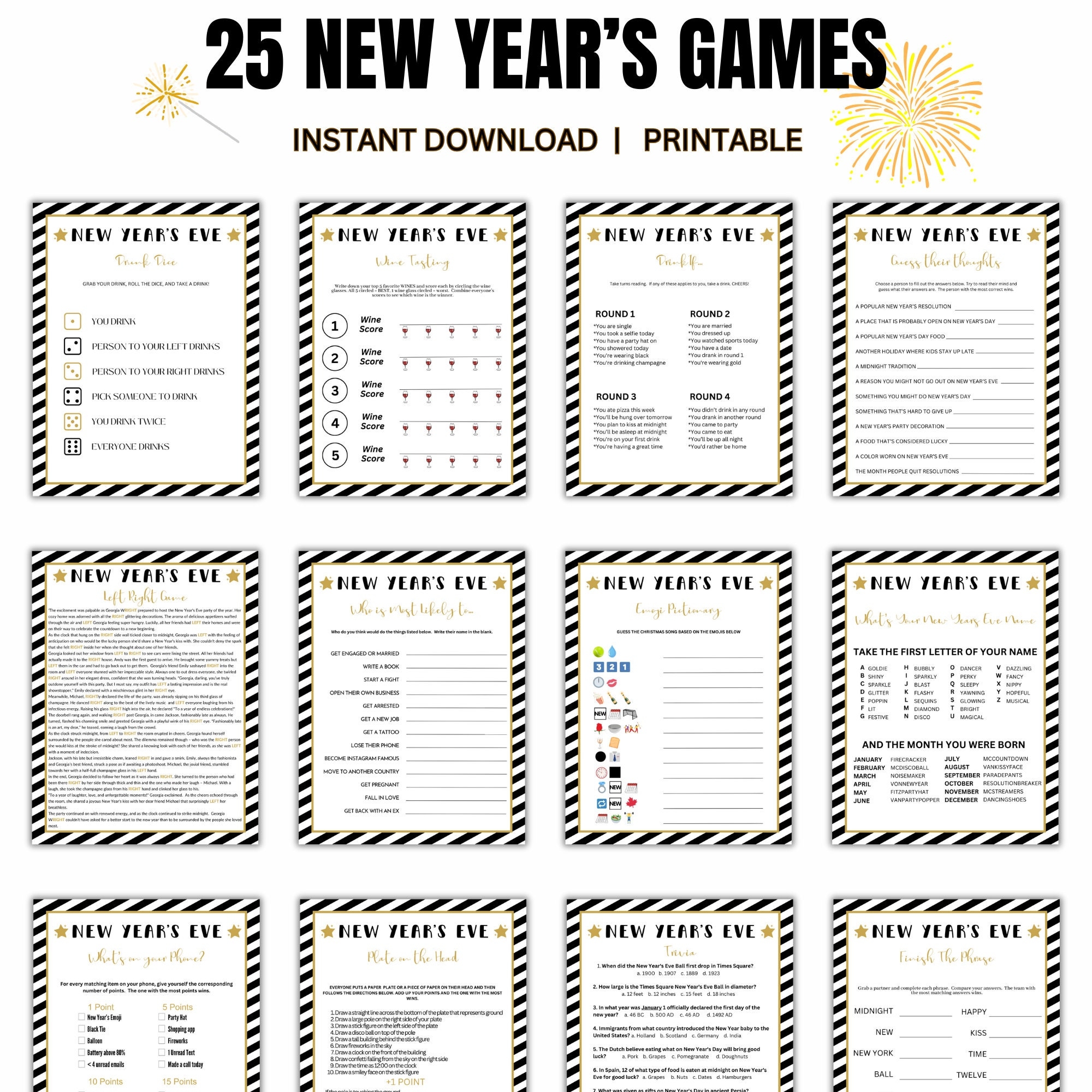 New Year s Eve Games 2025 New Year s Games NYE Party Games New Year s Eve Adult Party Games Printable New Year s Eve Games For Kids Etsy