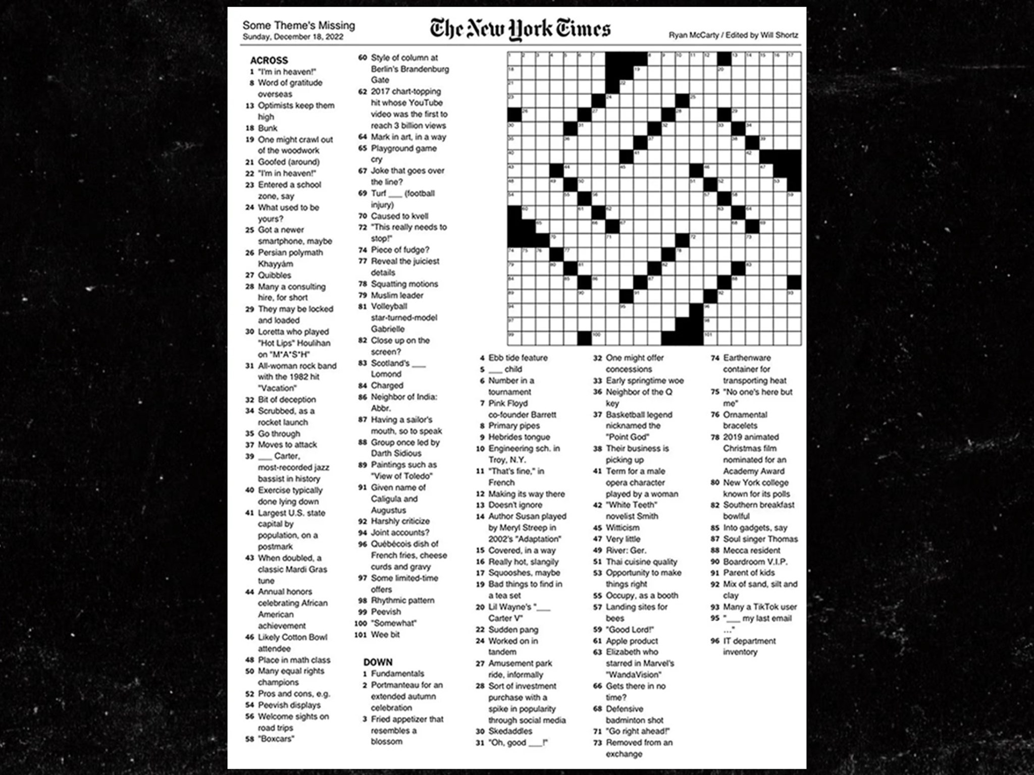 Printable New York Times Crossword