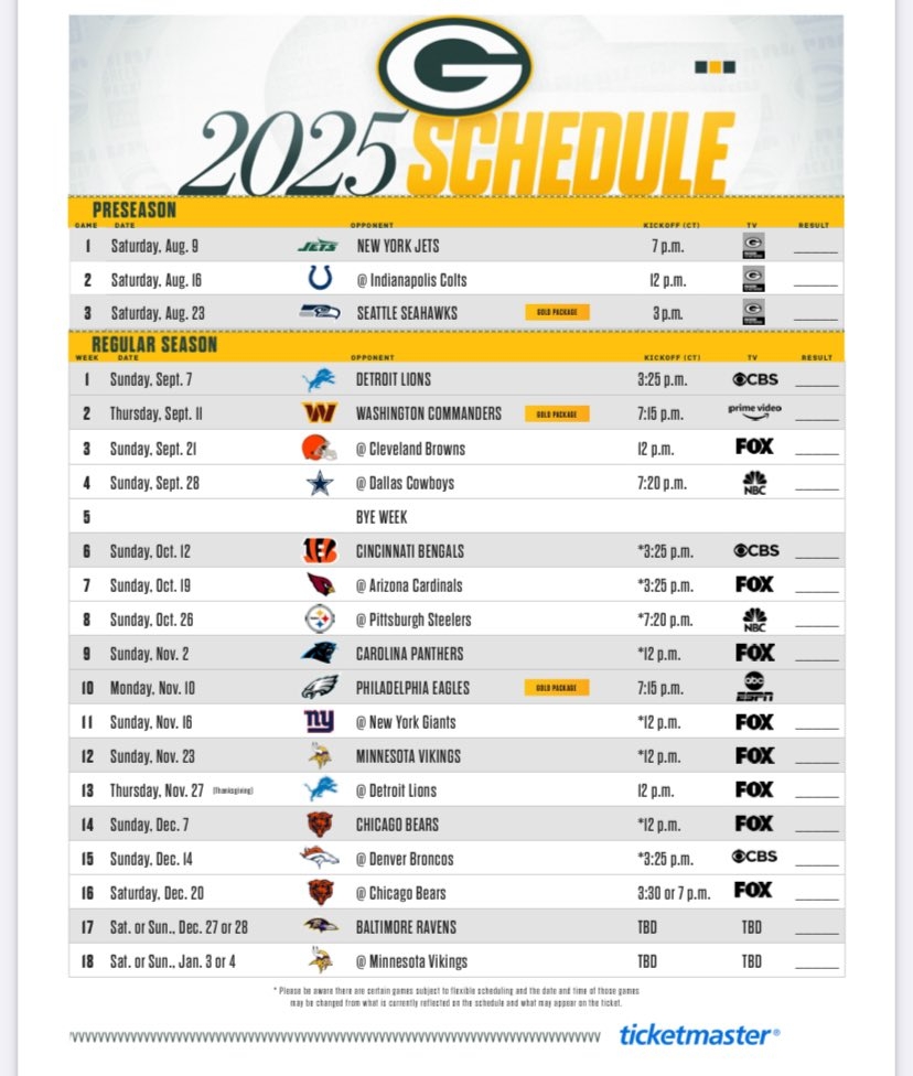Nick Tabbert WQOW News 18 On X Packers 2025 Schedule 2 Home Games To Start Preseason Games Will Once Again Air On WQOW Https t co opAfEQO0uY X