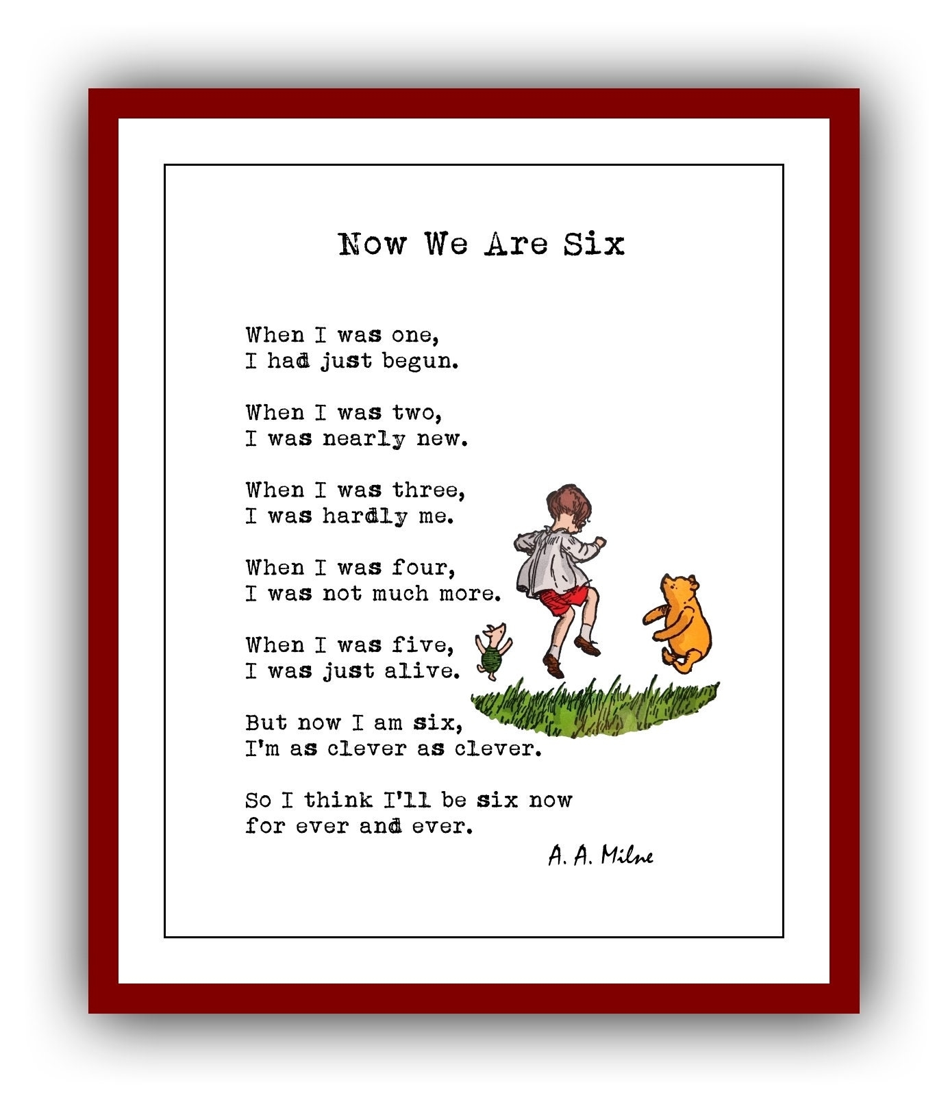 Now We Are Six A A Milne Poems When I Was One I Had Just Begun When I Was Two Winnie The Pooh Poster Instant Digital Download Etsy