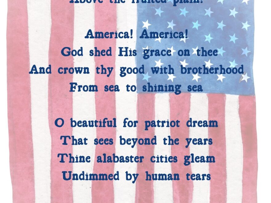 O Beautiful Printable America The Beautiful Lyrics Fourth Of July Home D cor Frameable Art Old Glory American Flag Independence Day Etsy