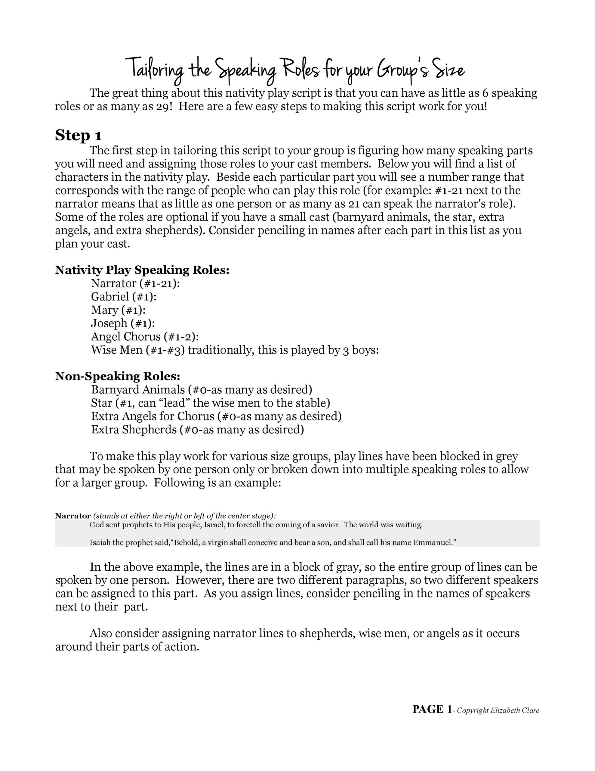 O Come Emmanuel A Nativity Play Script PDF Elizabeth Clare